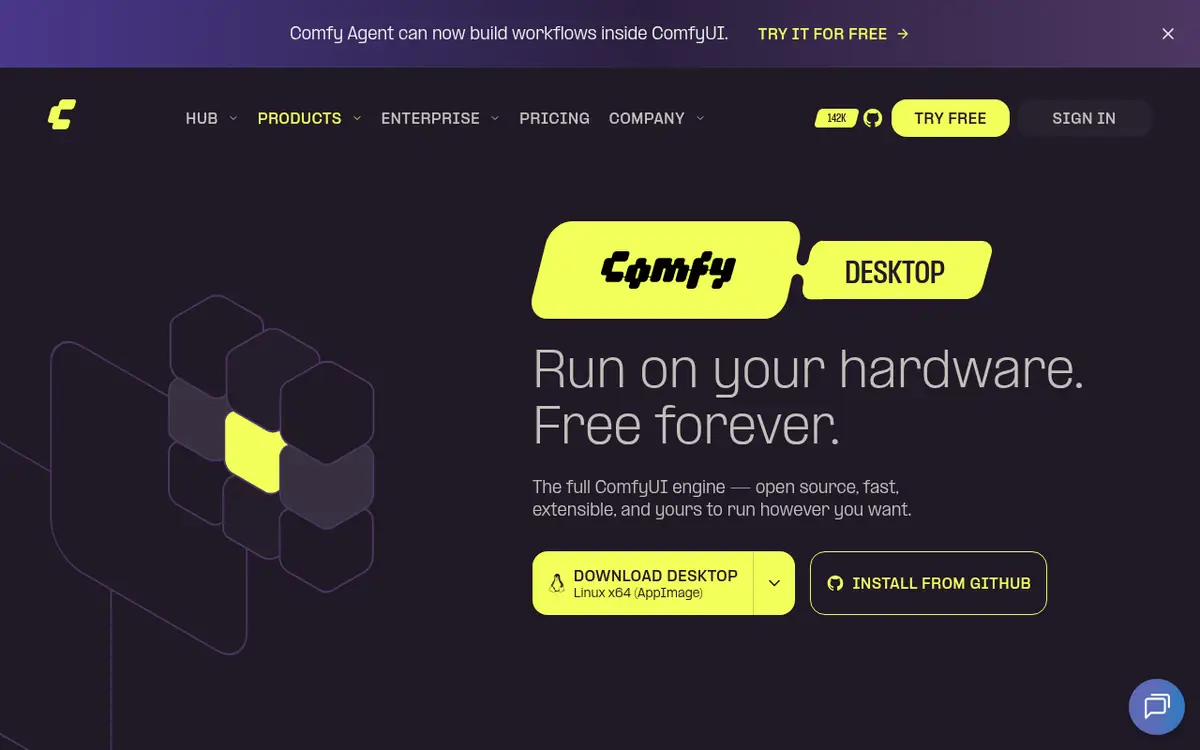 Page de téléchargement de Comfy Desktop