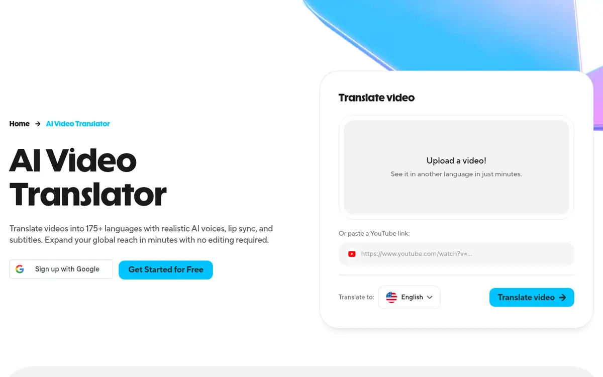 Page de traduction vidéo de HeyGen