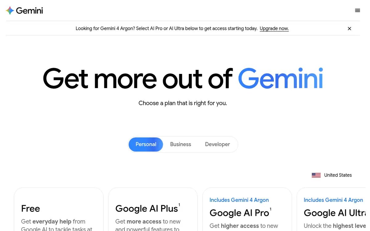 Page d’abonnement Google AI Pro et Ultra